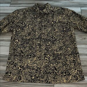 Men's Black and Gold Casual Button Down Shirt
